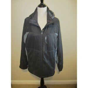 Mens REI XL Gray Insulated Hooded Jacket With Zip Pockets & Full Front Zipper Ma